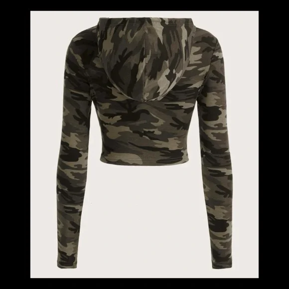 Women’s LA Camo Print Cropped Hoodie NWT Size Large - Picture 5 of 10